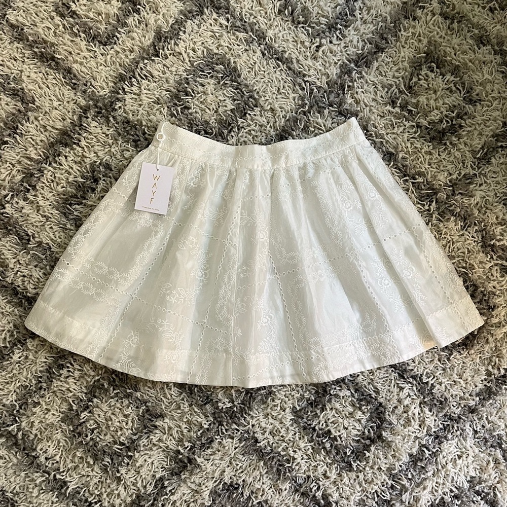 Wayf White Embroidered Skirt